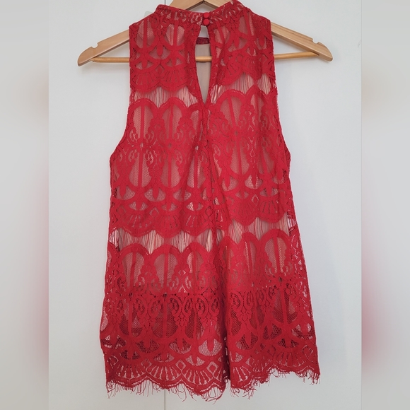 Lace romantic red top - Picture 2 of 5